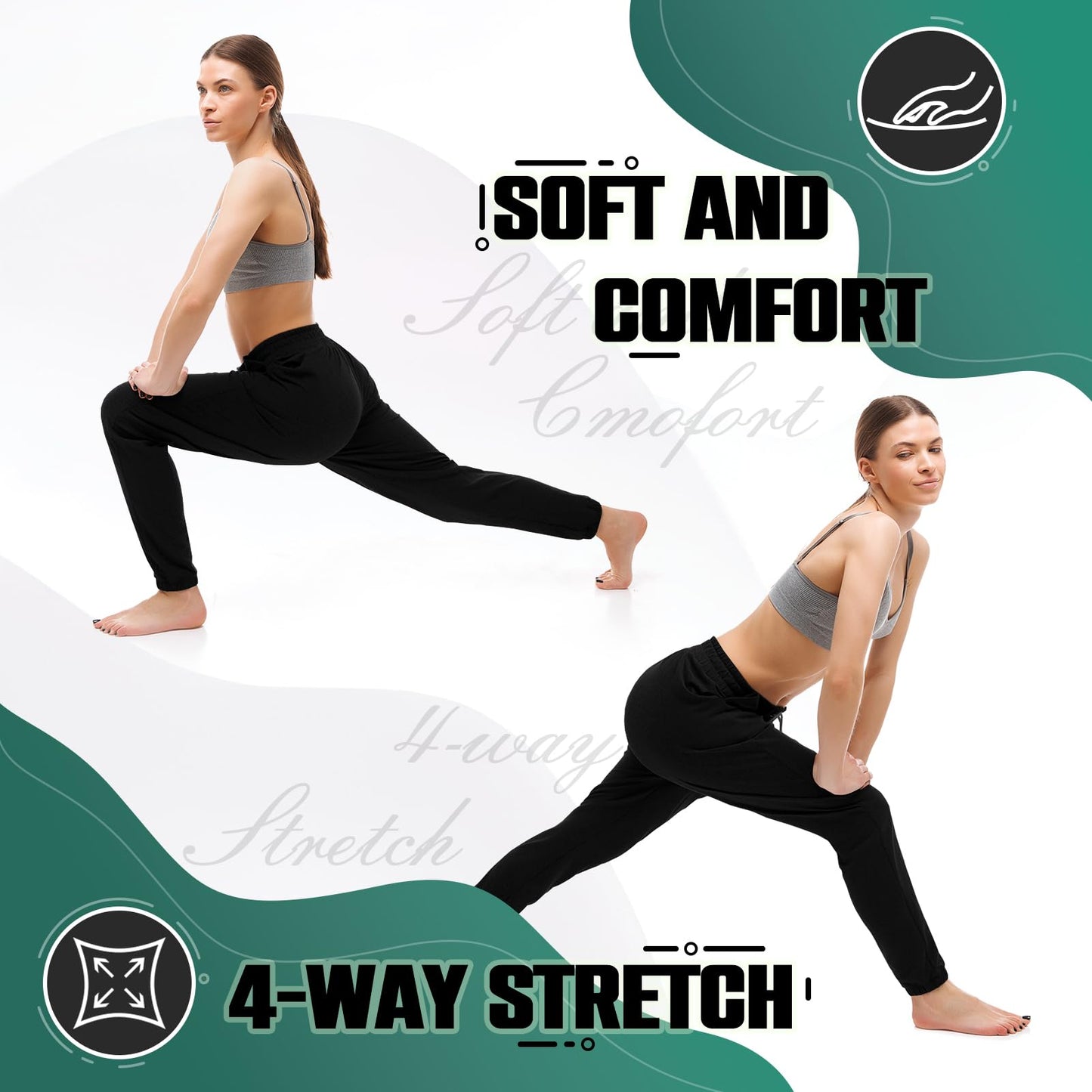 Walifrey Womens Joggers with Pockets, Drawstring Sweatpants Women for Lounging Jogging Gym and Workout Black,1 Pack Black S