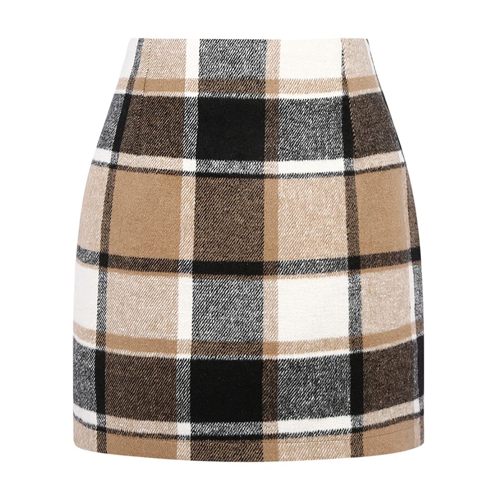 Kinghua Fall Dresses for Women 2025 Sweater Dress Winter Outfits Clothes Tartan Tweed Flannel Corduroy Wool Plaid Dress Mini Skirt (Brown New, M)