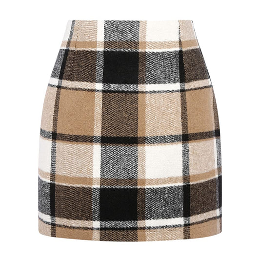 Kinghua Fall Dresses for Women 2025 Sweater Dress Winter Outfits Clothes Tartan Tweed Flannel Corduroy Wool Plaid Dress Mini Skirt (Brown New, M)
