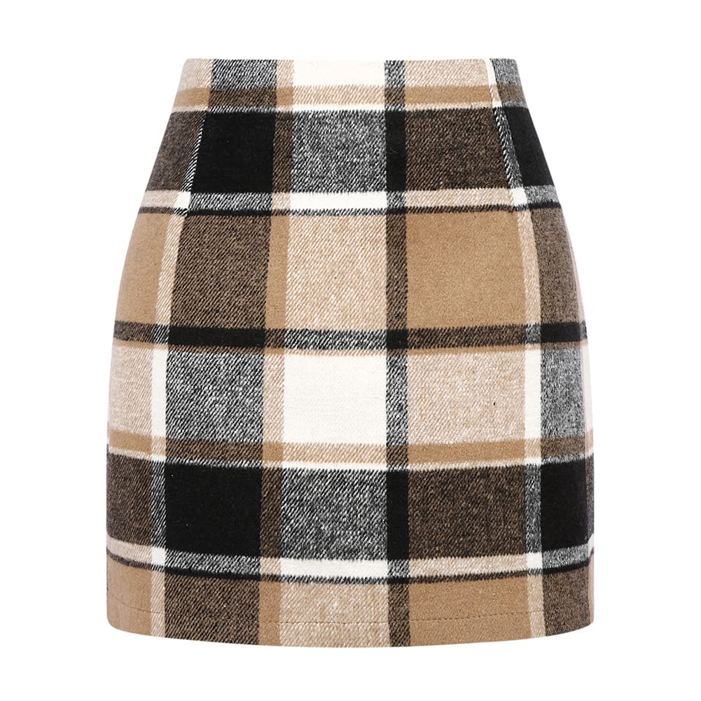 Kinghua Fall Dresses for Women 2025 Sweater Dress Winter Outfits Clothes Tartan Tweed Flannel Corduroy Wool Plaid Dress Mini Skirt (Brown New, M)